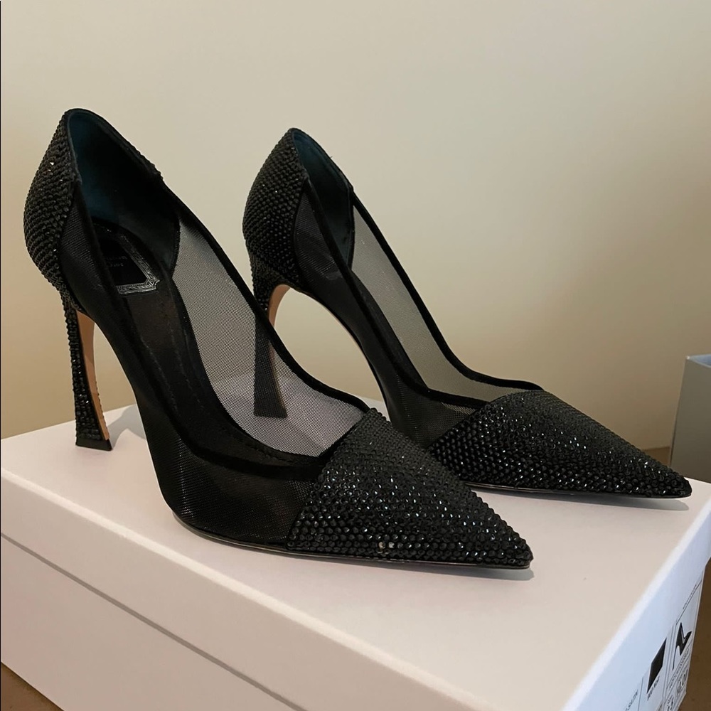 Christian Dior Suede and Satin Black Heels size 38.5 with box and dust bag - Picture 4 of 5